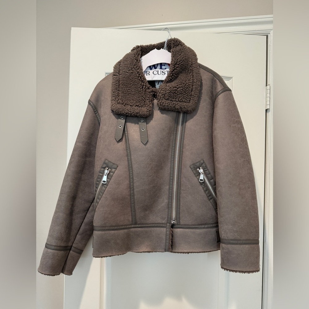 Zara Shearling Coat / Moto Jacket (like new)